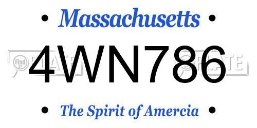 4WN786 Massachusetts License Plate