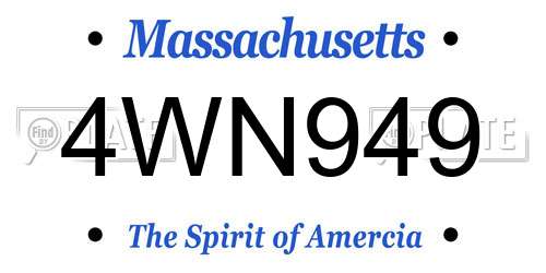 4WN949 Massachusetts License Plate