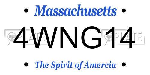 4WNG14 Massachusetts License Plate