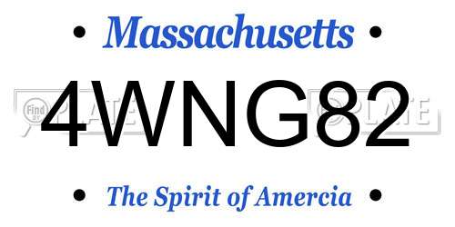 4WNG82 Massachusetts License Plate