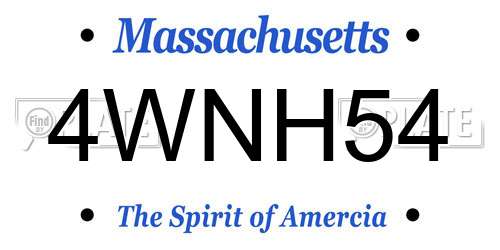 4WNH54 Massachusetts License Plate