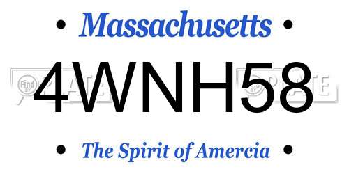4WNH58 Massachusetts License Plate