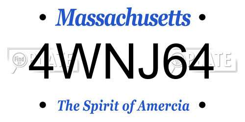 4WNJ64 Massachusetts License Plate