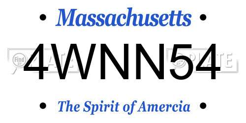 4WNN54 Massachusetts License Plate