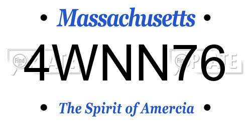 4WNN76 Massachusetts License Plate