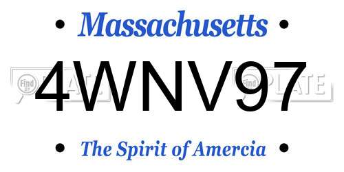 4WNV97 Massachusetts License Plate