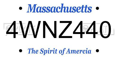4WNZ440 Massachusetts License Plate