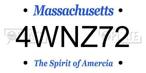 4WNZ72 Massachusetts License Plate