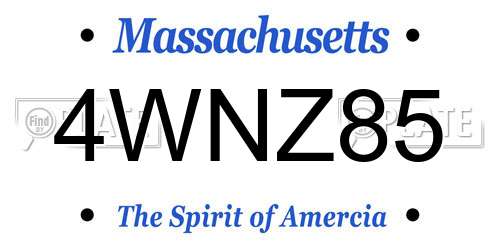 4WNZ85 Massachusetts License Plate