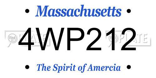 4WP212 Massachusetts License Plate