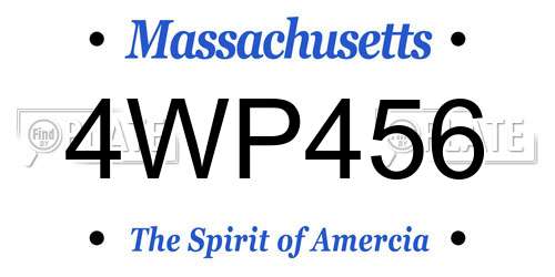 4WP456 Massachusetts License Plate