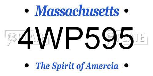 4WP595 Massachusetts License Plate