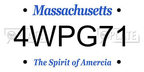 4WPG71 Massachusetts License Plate