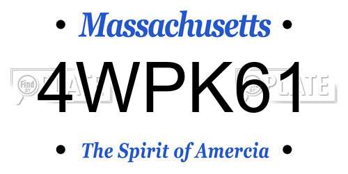 4WPK61 Massachusetts License Plate