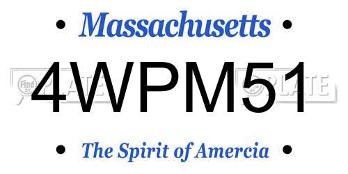 4WPM51 Massachusetts License Plate