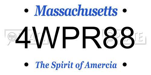 4WPR88 Massachusetts License Plate