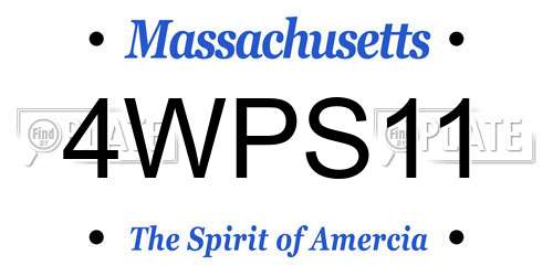 4WPS11 Massachusetts License Plate