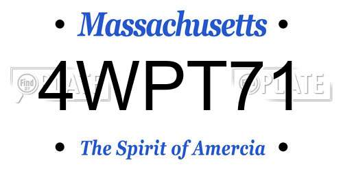 4WPT71 Massachusetts License Plate