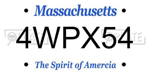 4WPX54 Massachusetts License Plate