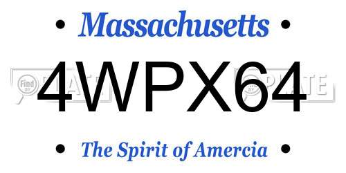 4WPX64 Massachusetts License Plate