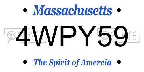 4WPY59 Massachusetts License Plate