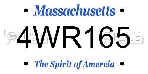 4WR165 Massachusetts License Plate