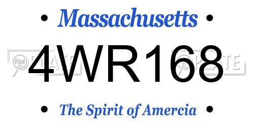 4WR168 Massachusetts License Plate