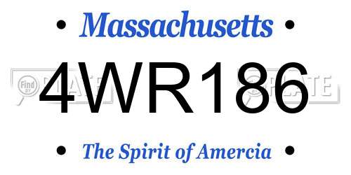 4WR186 Massachusetts License Plate