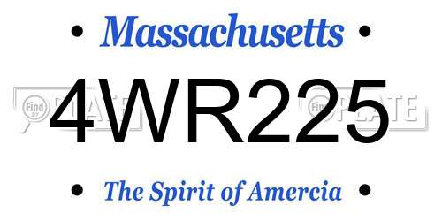4WR225 Massachusetts License Plate