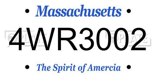4WR3002 Massachusetts License Plate
