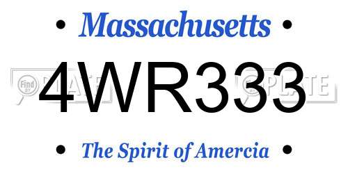4WR333 Massachusetts License Plate