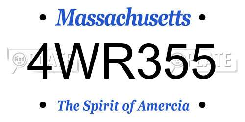4WR355 Massachusetts License Plate