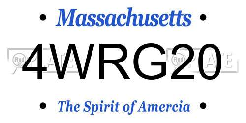 4WRG20 Massachusetts License Plate