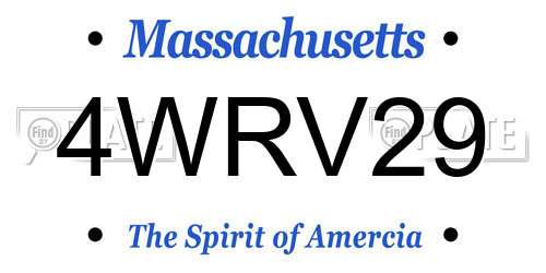 4WRV29 Massachusetts License Plate
