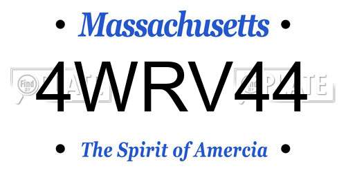 4WRV44 Massachusetts License Plate
