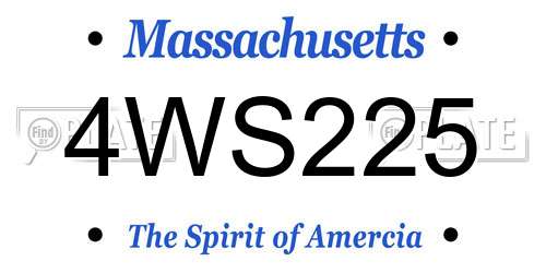 4WS225 Massachusetts License Plate