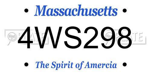 4WS298 Massachusetts License Plate