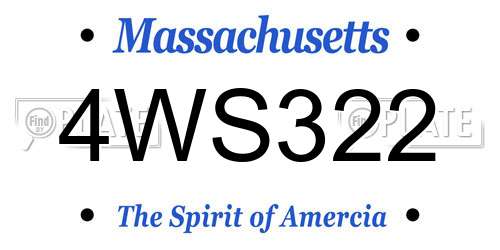 4WS322 Massachusetts License Plate