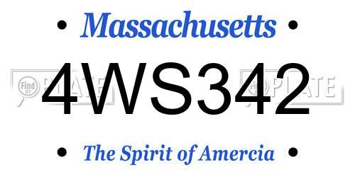 4WS342 Massachusetts License Plate