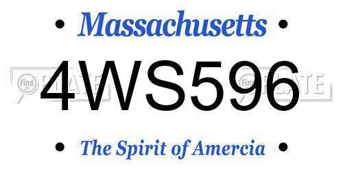 4WS596 Massachusetts License Plate