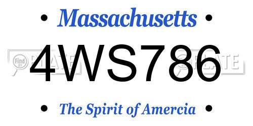4WS786 Massachusetts License Plate