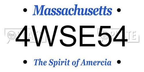 4WSE54 Massachusetts License Plate