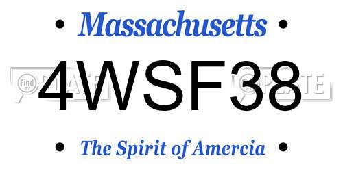 4WSF38 Massachusetts License Plate