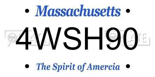 4WSH90 Massachusetts License Plate