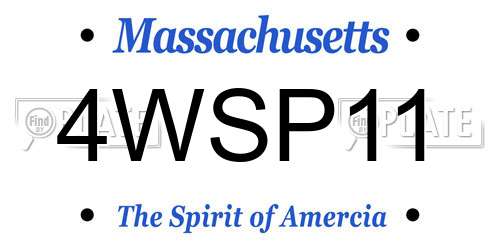 4WSP11 Massachusetts License Plate