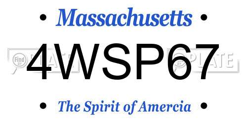 4WSP67 Massachusetts License Plate