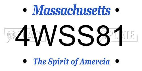 4WSS81 Massachusetts License Plate
