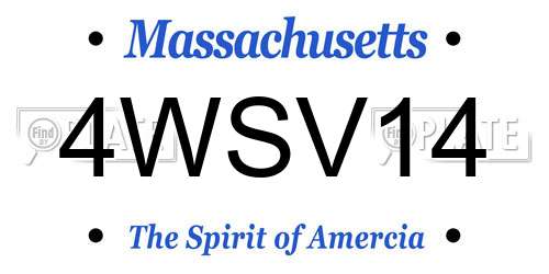 4WSV14 Massachusetts License Plate