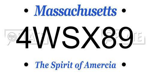 4WSX89 Massachusetts License Plate