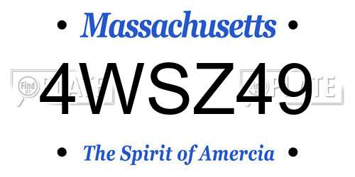 4WSZ49 Massachusetts License Plate